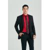 imageHISDERN Mens Dress Shirt with Tie Pocket Square Set Classic Button Down Shirt Matching Tie Long Sleeve ShirtsRed Light