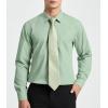 imageHISDERN Mens Dress Shirt with Tie Pocket Square Set Classic Button Down Shirt Matching Tie Long Sleeve ShirtsSage Green