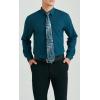imageHISDERN Mens Dress Shirt with Tie Pocket Square Set Classic Button Down Shirt Matching Tie Long Sleeve ShirtsTeal