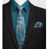 imageHISDERN Mens Dress Shirt with Tie Pocket Square Set Classic Button Down Shirt Matching Tie Long Sleeve ShirtsTeal