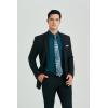 imageHISDERN Mens Dress Shirt with Tie Pocket Square Set Classic Button Down Shirt Matching Tie Long Sleeve ShirtsTeal