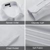 imageHISDERN Mens Dress Shirt with Tie Pocket Square Set Classic Button Down Shirt Matching Tie Long Sleeve ShirtsWhite
