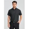imageHISDERN Mens Dress Shirts Short Sleeve Button Down Casual Shirt Business Oxford Collar Formal Shirt with Pocket for MenBlack