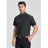 imageHISDERN Mens Dress Shirts Short Sleeve Button Down Casual Shirt Business Oxford Collar Formal Shirt with Pocket for MenBlack