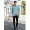 imageHISDERN Mens Dress Shirts Short Sleeve Button Down Casual Shirt Business Oxford Collar Formal Shirt with Pocket for MenBlue 1