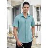 imageHISDERN Mens Dress Shirts Short Sleeve Button Down Casual Shirt Business Oxford Collar Formal Shirt with Pocket for MenBlue 1