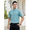 imageHISDERN Mens Dress Shirts Short Sleeve Button Down Casual Shirt Business Oxford Collar Formal Shirt with Pocket for MenBlue 1