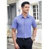 imageHISDERN Mens Dress Shirts Short Sleeve Button Down Casual Shirt Business Oxford Collar Formal Shirt with Pocket for MenBlue 2