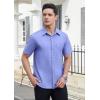 imageHISDERN Mens Dress Shirts Short Sleeve Button Down Casual Shirt Business Oxford Collar Formal Shirt with Pocket for MenBlue 2