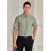 imageHISDERN Mens Dress Shirts Short Sleeve Button Down Casual Shirt Business Oxford Collar Formal Shirt with Pocket for MenGreen
