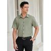 imageHISDERN Mens Dress Shirts Short Sleeve Button Down Casual Shirt Business Oxford Collar Formal Shirt with Pocket for MenGreen