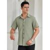 imageHISDERN Mens Dress Shirts Short Sleeve Button Down Casual Shirt Business Oxford Collar Formal Shirt with Pocket for MenGreen