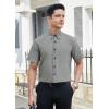 imageHISDERN Mens Dress Shirts Short Sleeve Button Down Casual Shirt Business Oxford Collar Formal Shirt with Pocket for MenGrey