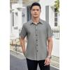 imageHISDERN Mens Dress Shirts Short Sleeve Button Down Casual Shirt Business Oxford Collar Formal Shirt with Pocket for MenGrey