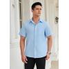imageHISDERN Mens Dress Shirts Short Sleeve Button Down Casual Shirt Business Oxford Collar Formal Shirt with Pocket for MenLight Blue
