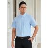 imageHISDERN Mens Dress Shirts Short Sleeve Button Down Casual Shirt Business Oxford Collar Formal Shirt with Pocket for MenLight Blue