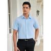 imageHISDERN Mens Dress Shirts Short Sleeve Button Down Casual Shirt Business Oxford Collar Formal Shirt with Pocket for MenLight Blue