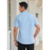 imageHISDERN Mens Dress Shirts Short Sleeve Button Down Casual Shirt Business Oxford Collar Formal Shirt with Pocket for MenLight Blue