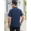 imageHISDERN Mens Dress Shirts Short Sleeve Button Down Casual Shirt Business Oxford Collar Formal Shirt with Pocket for MenNavy Blue