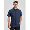 imageHISDERN Mens Dress Shirts Short Sleeve Button Down Casual Shirt Business Oxford Collar Formal Shirt with Pocket for MenNavy Blue