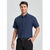 imageHISDERN Mens Dress Shirts Short Sleeve Button Down Casual Shirt Business Oxford Collar Formal Shirt with Pocket for MenNavy Blue