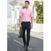 imageHISDERN Mens Dress Shirts Short Sleeve Button Down Casual Shirt Business Oxford Collar Formal Shirt with Pocket for MenPink