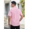 imageHISDERN Mens Dress Shirts Short Sleeve Button Down Casual Shirt Business Oxford Collar Formal Shirt with Pocket for MenPink