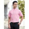 imageHISDERN Mens Dress Shirts Short Sleeve Button Down Casual Shirt Business Oxford Collar Formal Shirt with Pocket for MenPink