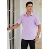imageHISDERN Mens Dress Shirts Short Sleeve Button Down Casual Shirt Business Oxford Collar Formal Shirt with Pocket for MenPurple