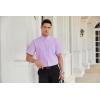 imageHISDERN Mens Dress Shirts Short Sleeve Button Down Casual Shirt Business Oxford Collar Formal Shirt with Pocket for MenPurple