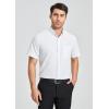 imageHISDERN Mens Dress Shirts Short Sleeve Button Down Casual Shirt Business Oxford Collar Formal Shirt with Pocket for MenWhite