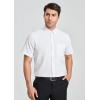 imageHISDERN Mens Dress Shirts Short Sleeve Button Down Casual Shirt Business Oxford Collar Formal Shirt with Pocket for MenWhite