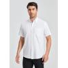imageHISDERN Mens Dress Shirts Short Sleeve Button Down Casual Shirt Business Oxford Collar Formal Shirt with Pocket for MenWhite