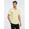 imageHISDERN Mens Dress Shirts Short Sleeve Button Down Casual Shirt Business Oxford Collar Formal Shirt with Pocket for MenYellow