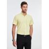 imageHISDERN Mens Dress Shirts Short Sleeve Button Down Casual Shirt Business Oxford Collar Formal Shirt with Pocket for MenYellow