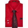 imageHISDERN Mens Dress Shirt with Tie Pocket Square Set Classic Button Down Shirt Matching Tie Long Sleeve ShirtsRed Light
