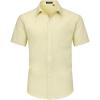 imageHISDERN Mens Dress Shirts Short Sleeve Button Down Casual Shirt Business Oxford Collar Formal Shirt with Pocket for MenYellow