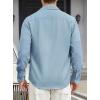 imageHISDERN Mens Casual Button Down Long Sleeve Shirt Wrinkle Free Striped Beach Textured Vacation Collared Clothing with PocketBlue