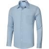 imageHISDERN Mens Casual Button Down Long Sleeve Shirt Wrinkle Free Striped Beach Textured Vacation Collared Clothing with PocketBlue