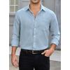 imageHISDERN Mens Casual Button Down Long Sleeve Shirt Wrinkle Free Striped Beach Textured Vacation Collared Clothing with PocketBlue