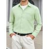 imageHISDERN Mens Casual Button Down Long Sleeve Shirt Wrinkle Free Striped Beach Textured Vacation Collared Clothing with PocketGreen Light