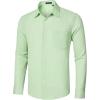 imageHISDERN Mens Casual Button Down Long Sleeve Shirt Wrinkle Free Striped Beach Textured Vacation Collared Clothing with PocketGreen Light