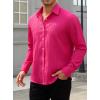 imageHISDERN Mens Casual Button Down Long Sleeve Shirt Wrinkle Free Striped Beach Textured Vacation Collared Clothing with PocketHot Pink