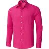 imageHISDERN Mens Casual Button Down Long Sleeve Shirt Wrinkle Free Striped Beach Textured Vacation Collared Clothing with PocketHot Pink