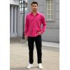 imageHISDERN Mens Casual Button Down Long Sleeve Shirt Wrinkle Free Striped Beach Textured Vacation Collared Clothing with PocketHot Pink