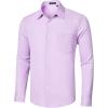 imageHISDERN Mens Casual Button Down Long Sleeve Shirt Wrinkle Free Striped Beach Textured Vacation Collared Clothing with PocketLavender