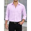 imageHISDERN Mens Casual Button Down Long Sleeve Shirt Wrinkle Free Striped Beach Textured Vacation Collared Clothing with PocketLavender