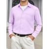 imageHISDERN Mens Casual Button Down Long Sleeve Shirt Wrinkle Free Striped Beach Textured Vacation Collared Clothing with PocketLavender
