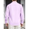 imageHISDERN Mens Casual Button Down Long Sleeve Shirt Wrinkle Free Striped Beach Textured Vacation Collared Clothing with PocketLavender