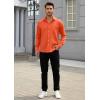 imageHISDERN Mens Casual Button Down Long Sleeve Shirt Wrinkle Free Striped Beach Textured Vacation Collared Clothing with PocketOrange